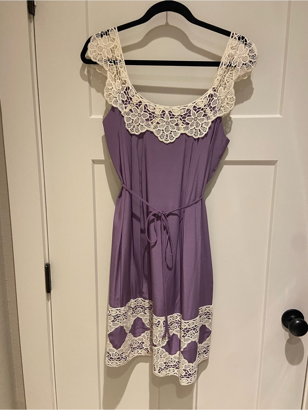 Milly Lavender Dress with Ivory Crochet Trim